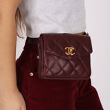 Chanel 1993 Bordeaux Caviar Envelope Turnlock Waist Bag 24K GP - FashioNica