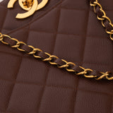 Chanel 1993 Caviar Chocolate Brown XL Turnlock Logo Tote Bag 24K GP - FashioNica