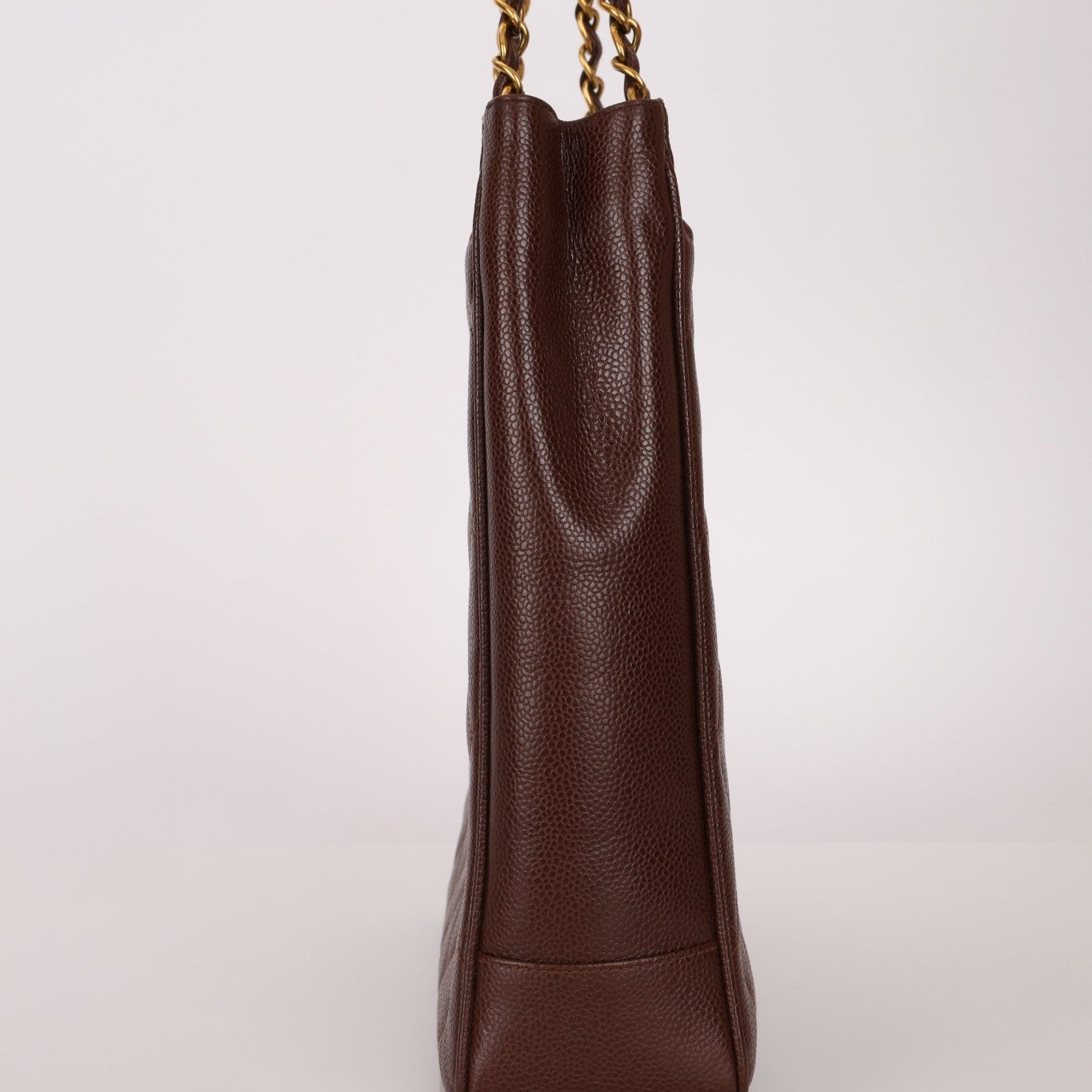 Chanel 1993 Caviar Chocolate Brown XL Turnlock Logo Tote Bag 24K GP - FashioNica