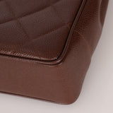 Chanel 1993 Caviar Chocolate Brown XL Turnlock Logo Tote Bag 24K GP - FashioNica