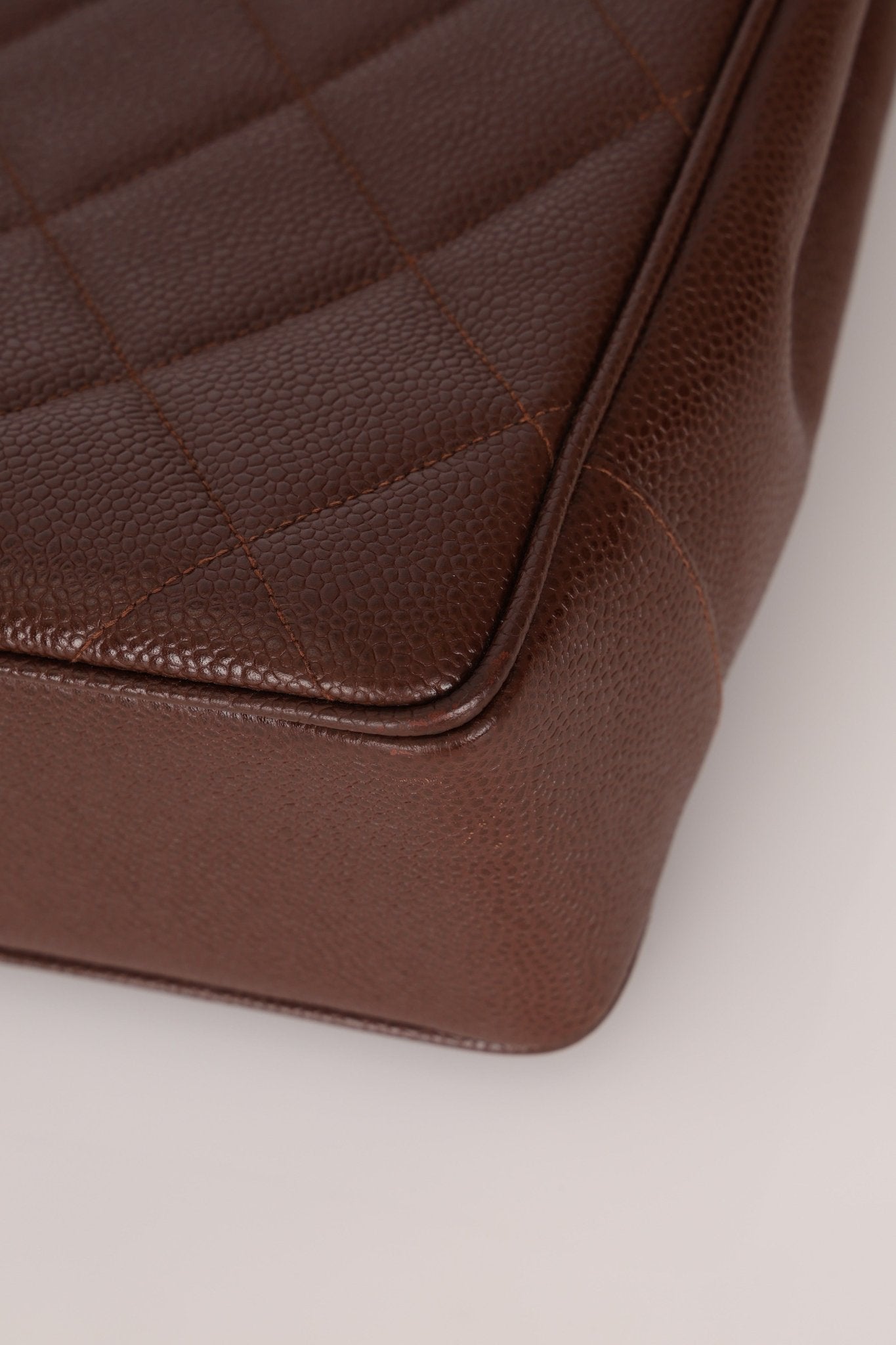 Chanel 1993 Caviar Chocolate Brown XL Turnlock Logo Tote Bag 24K GP - FashioNica