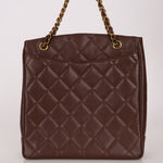 Chanel 1993 Caviar Chocolate Brown XL Turnlock Logo Tote Bag 24K GP - FashioNica