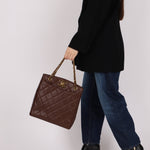 Chanel 1993 Caviar Chocolate Brown XL Turnlock Logo Tote Bag 24K GP - FashioNica