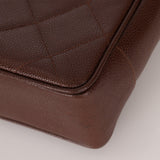 Chanel 1993 Caviar Chocolate Brown XL Turnlock Logo Tote Bag 24K GP - FashioNica