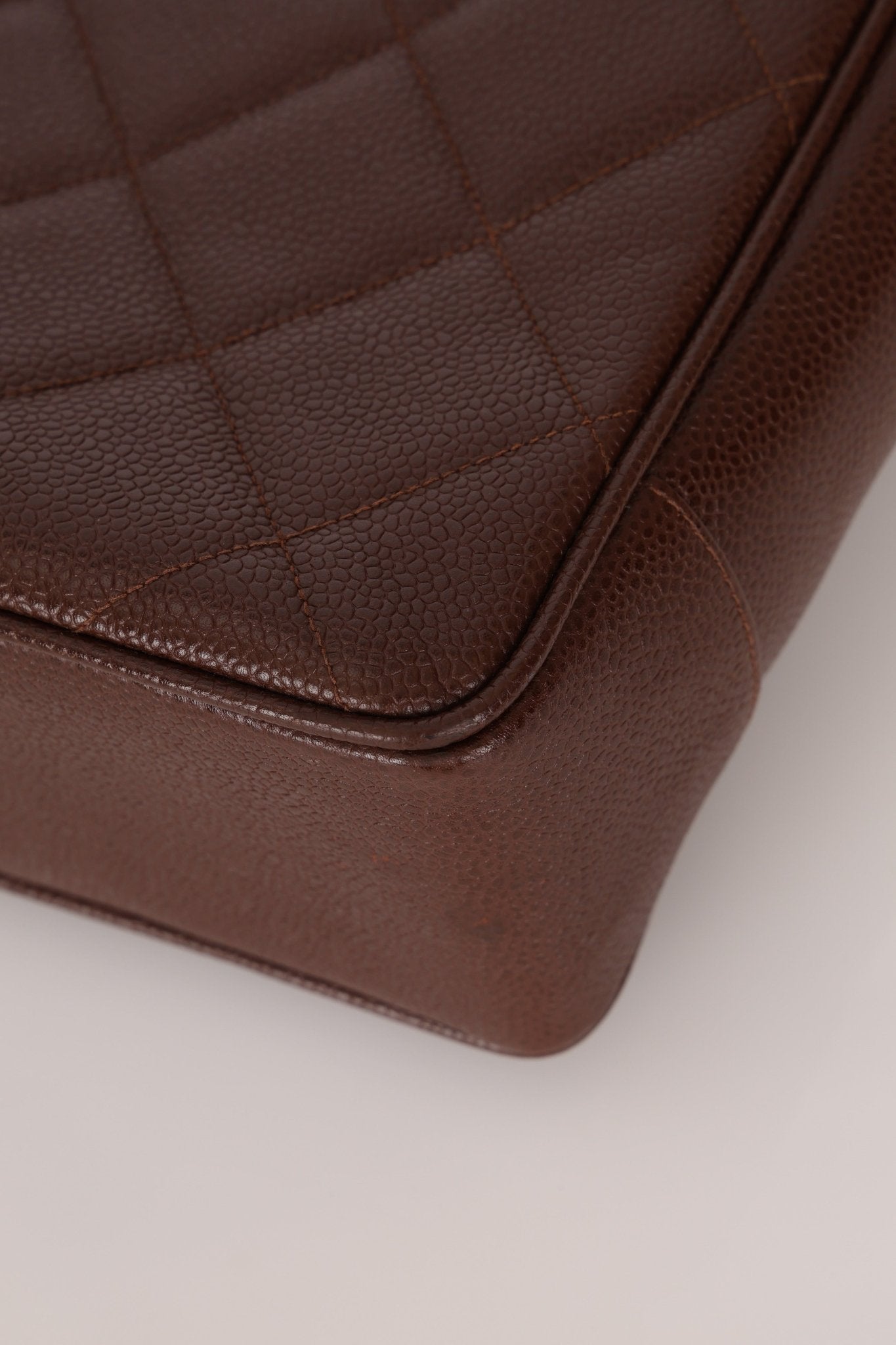 Chanel 1993 Caviar Chocolate Brown XL Turnlock Logo Tote Bag 24K GP - FashioNica