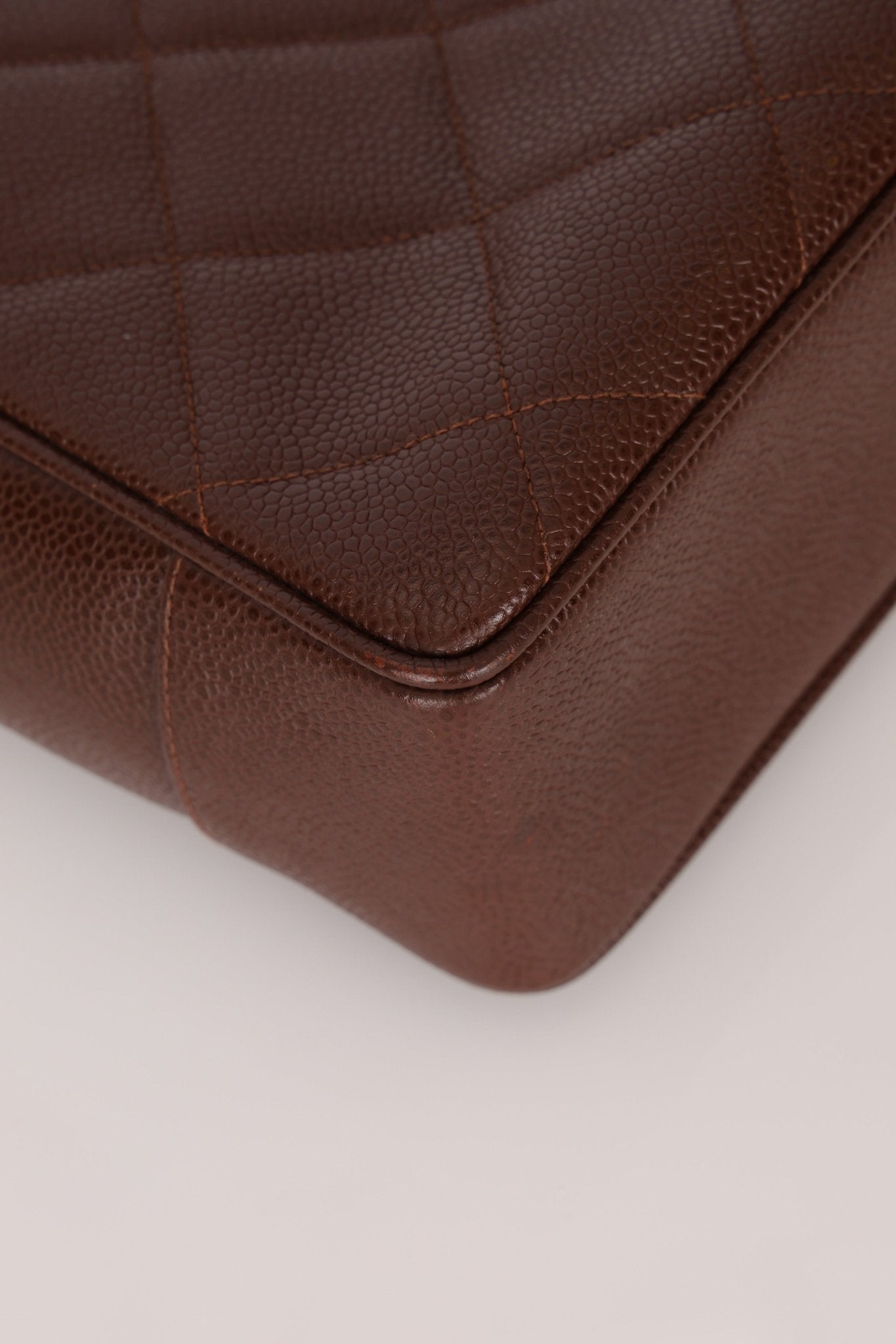 Chanel 1993 Caviar Chocolate Brown XL Turnlock Logo Tote Bag 24K GP - FashioNica