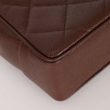 Chanel 1993 Caviar Chocolate Brown XL Turnlock Logo Tote Bag 24K GP - FashioNica