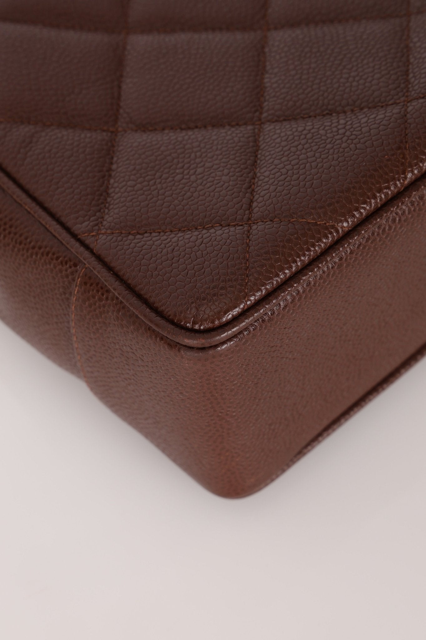 Chanel 1993 Caviar Chocolate Brown XL Turnlock Logo Tote Bag 24K GP - FashioNica