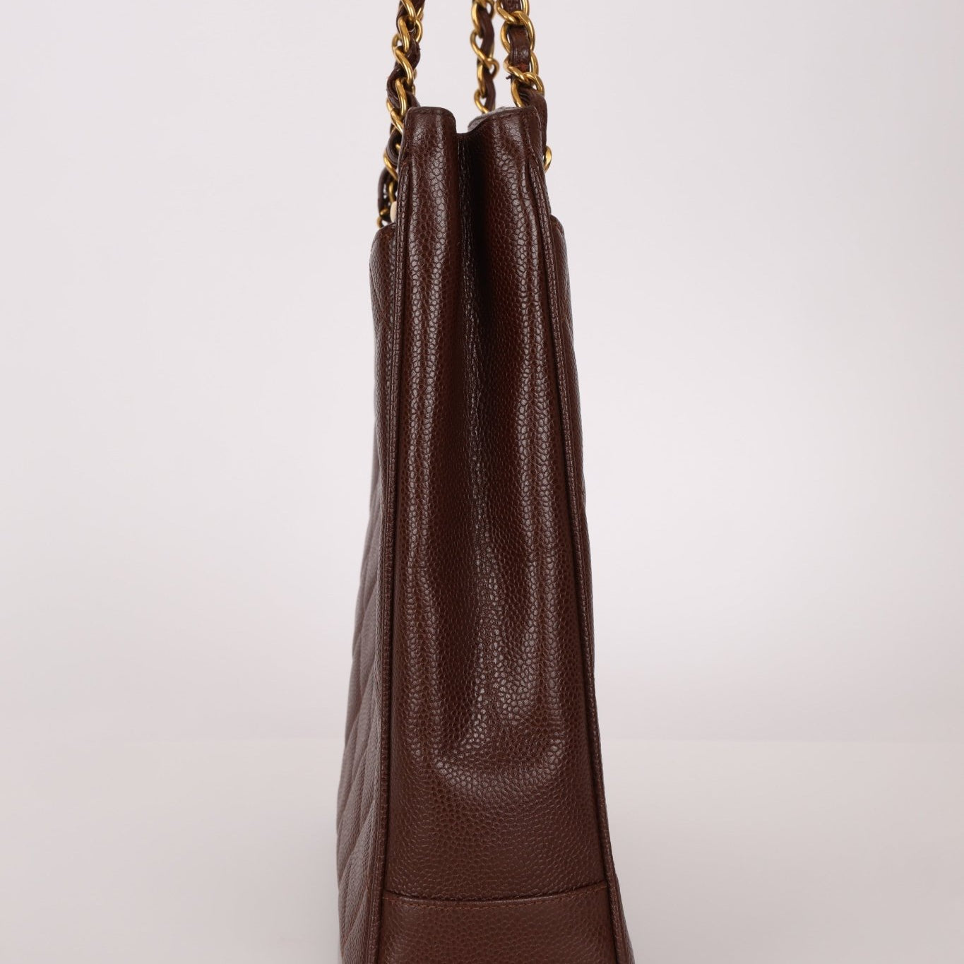 Chanel 1993 Caviar Chocolate Brown XL Turnlock Logo Tote Bag 24K GP - FashioNica