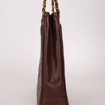 Chanel 1993 Caviar Chocolate Brown XL Turnlock Logo Tote Bag 24K GP - FashioNica