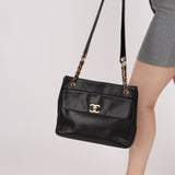 Chanel 1993 Caviar Double Sided Turnlock Tote 24k GP - FashioNica