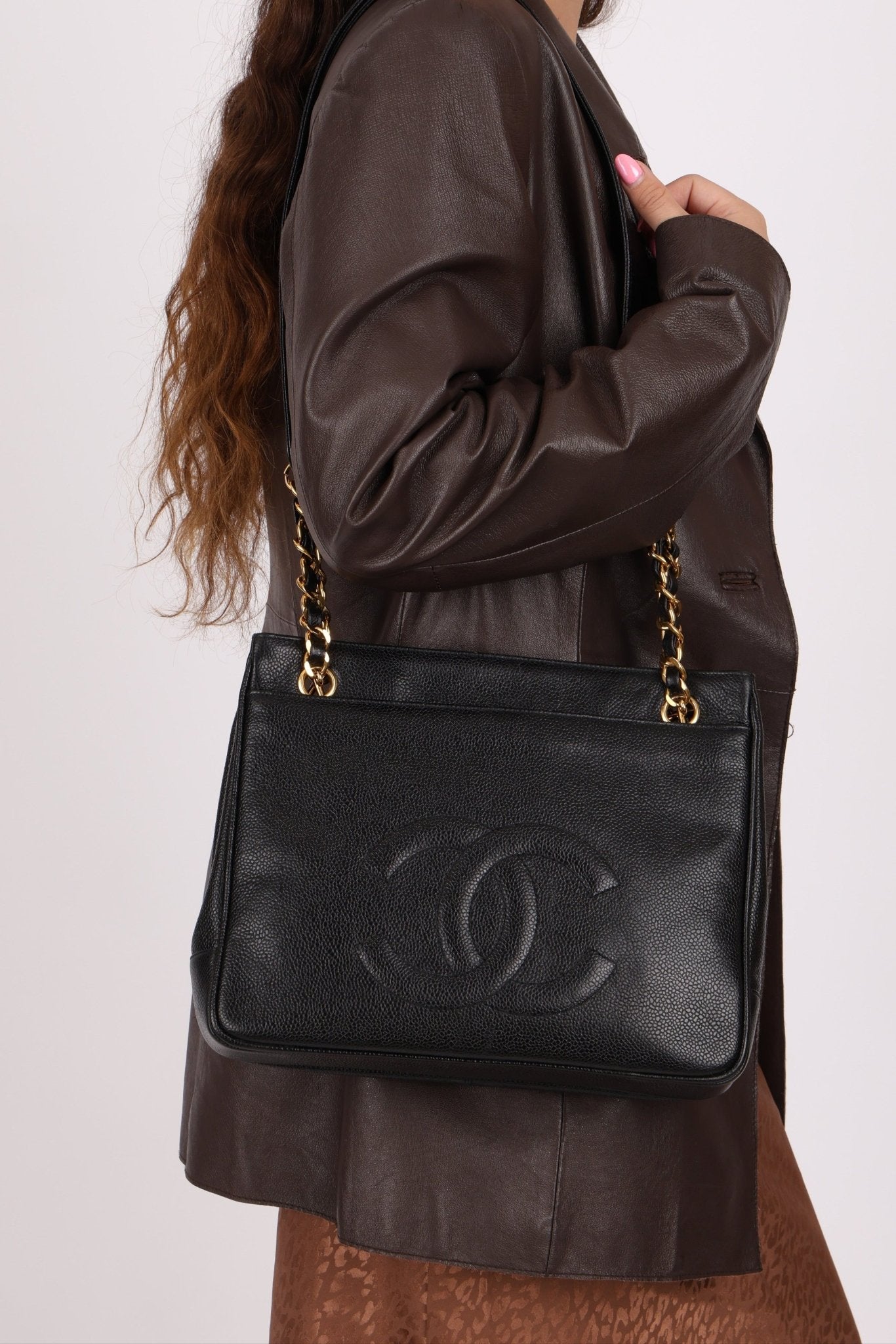Chanel 1993 Caviar Double Sided Turnlock Tote 24k GP - FashioNica