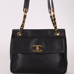 Chanel 1993 Caviar Double Sided Turnlock Tote 24k GP - FashioNica