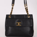 Chanel 1993 Caviar Double Sided Turnlock Tote 24k GP - FashioNica