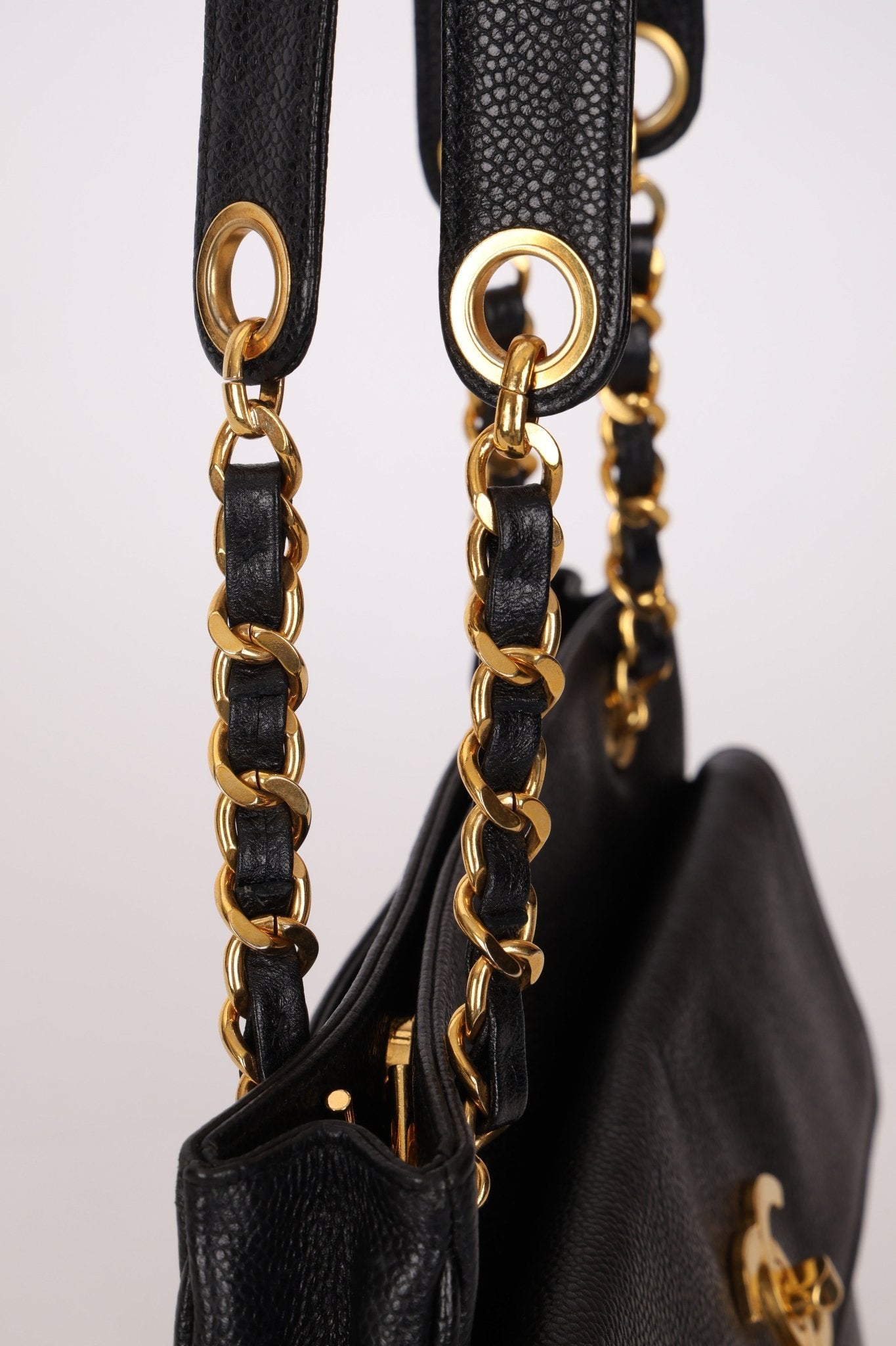 Chanel 1993 Caviar Double Sided Turnlock Tote 24k GP - FashioNica