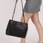 Chanel 1993 Caviar Double Sided Turnlock Tote 24k GP - FashioNica