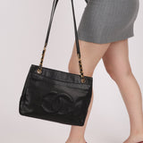 Chanel 1993 Caviar Double Sided Turnlock Tote 24k GP - FashioNica