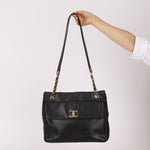 Chanel 1993 Caviar Double Sided Turnlock Tote 24k GP - FashioNica