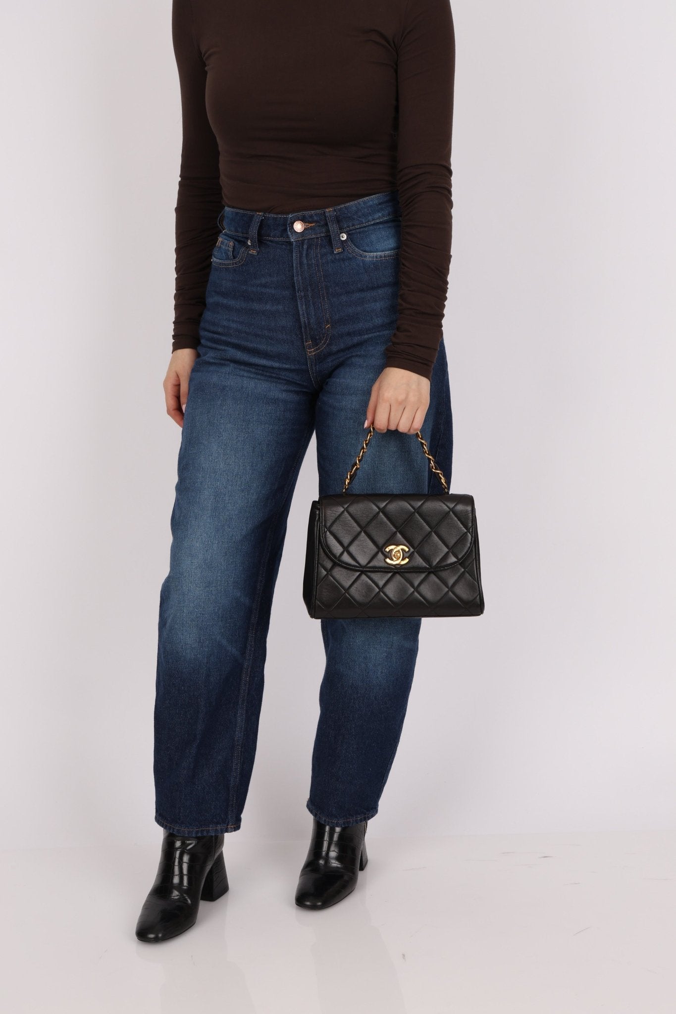 Chanel 1993 Lambskin Kelly Turnlock Top Handle 24 KGP - FashioNica