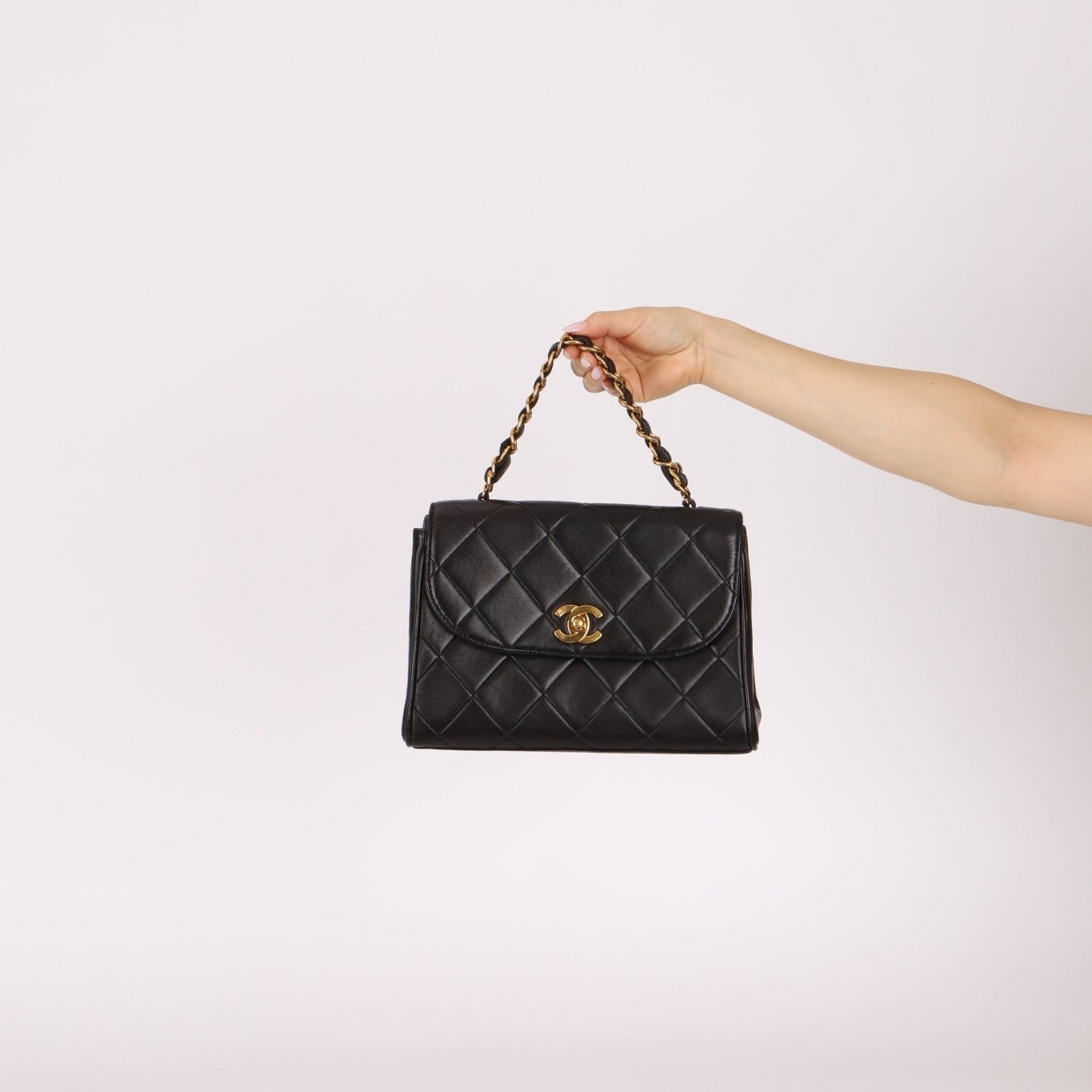 Chanel 1993 Lambskin Kelly Turnlock Top Handle 24 KGP - FashioNica