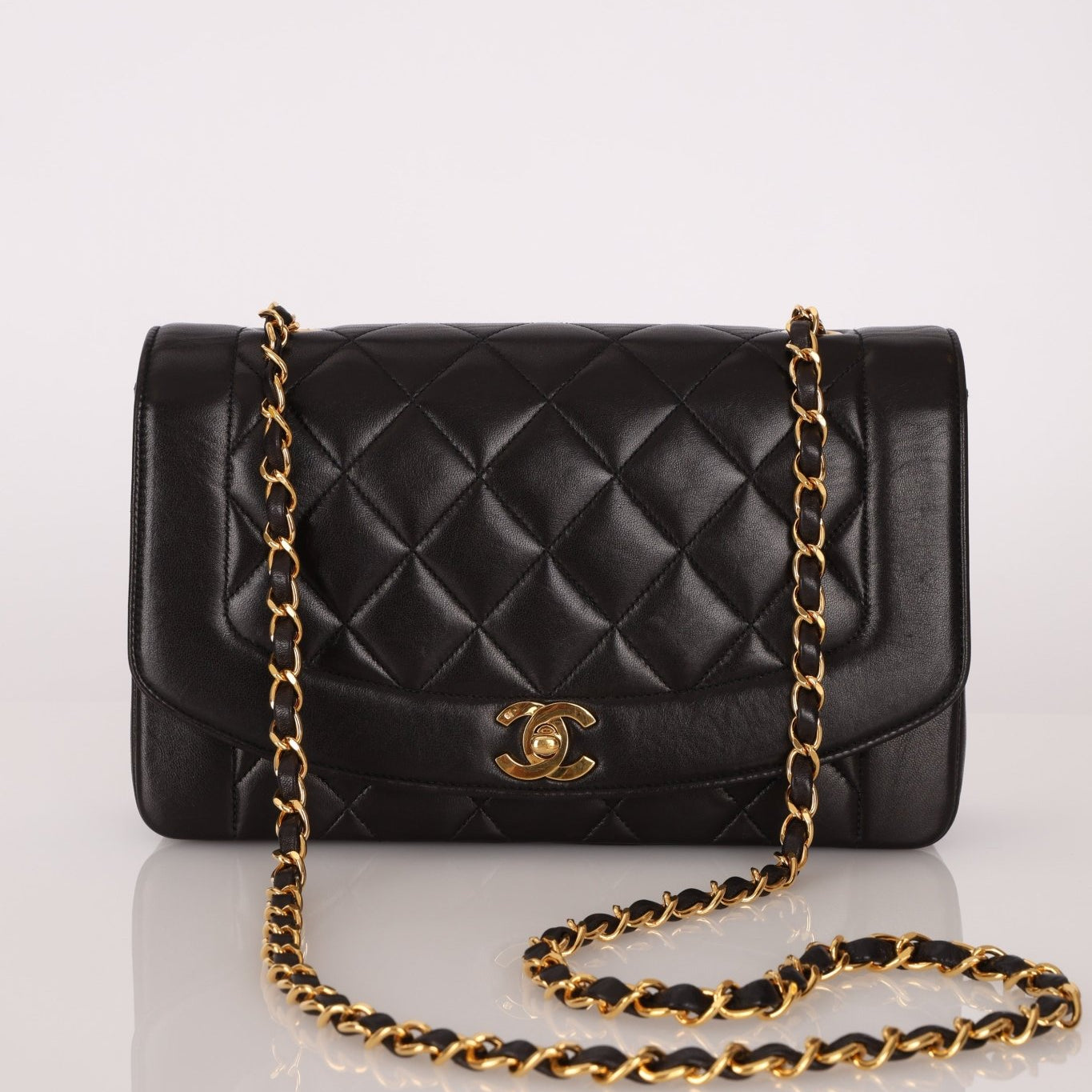 Chanel 1993 Lambskin Medium Diana Flap 24K GP - FashioNica