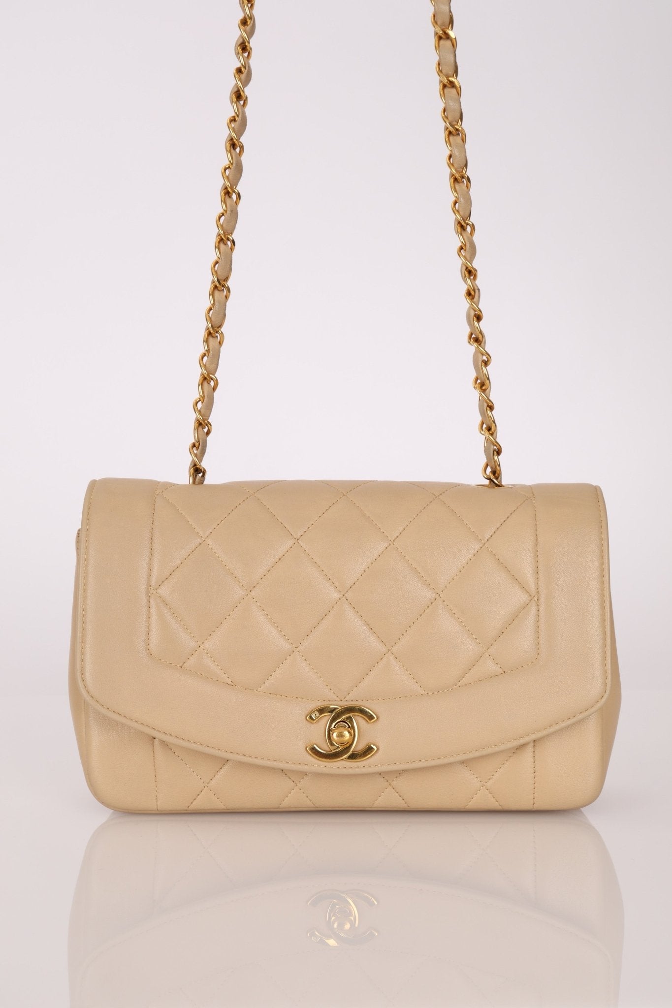 Chanel 1994 Beige Lambskin Small Diana - FashioNica