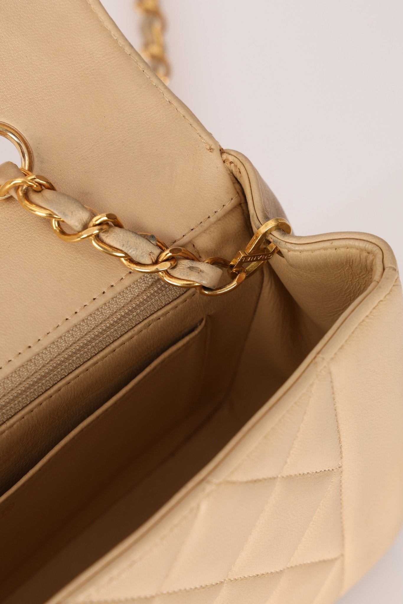 Chanel 1994 Beige Lambskin Small Diana - FashioNica