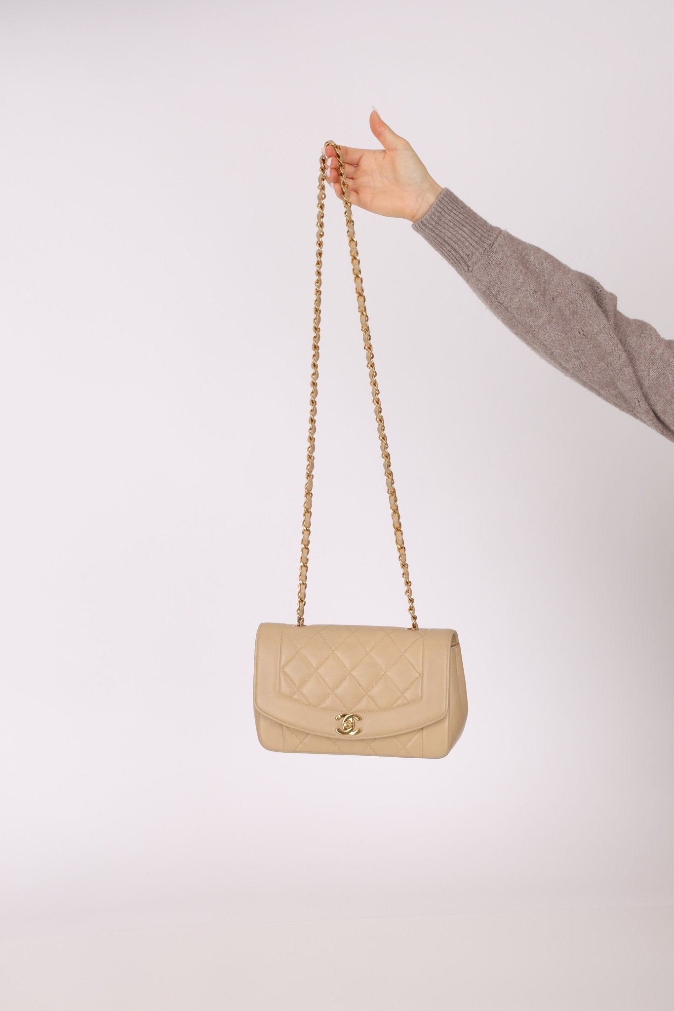 Chanel 1994 Beige Lambskin Small Diana - FashioNica
