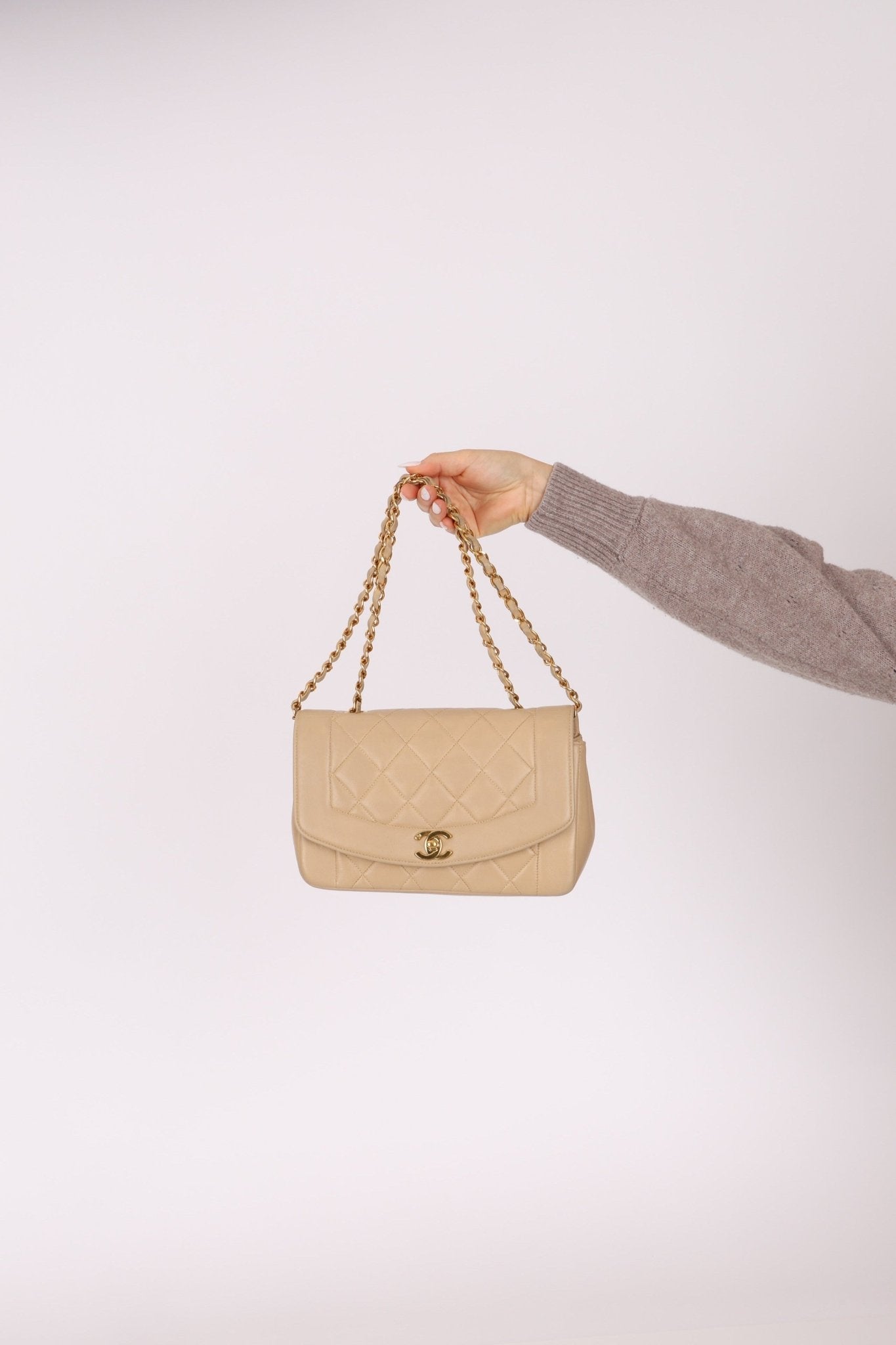 Chanel 1994 Beige Lambskin Small Diana - FashioNica