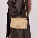 Chanel 1994 Beige Lambskin Small Diana - FashioNica