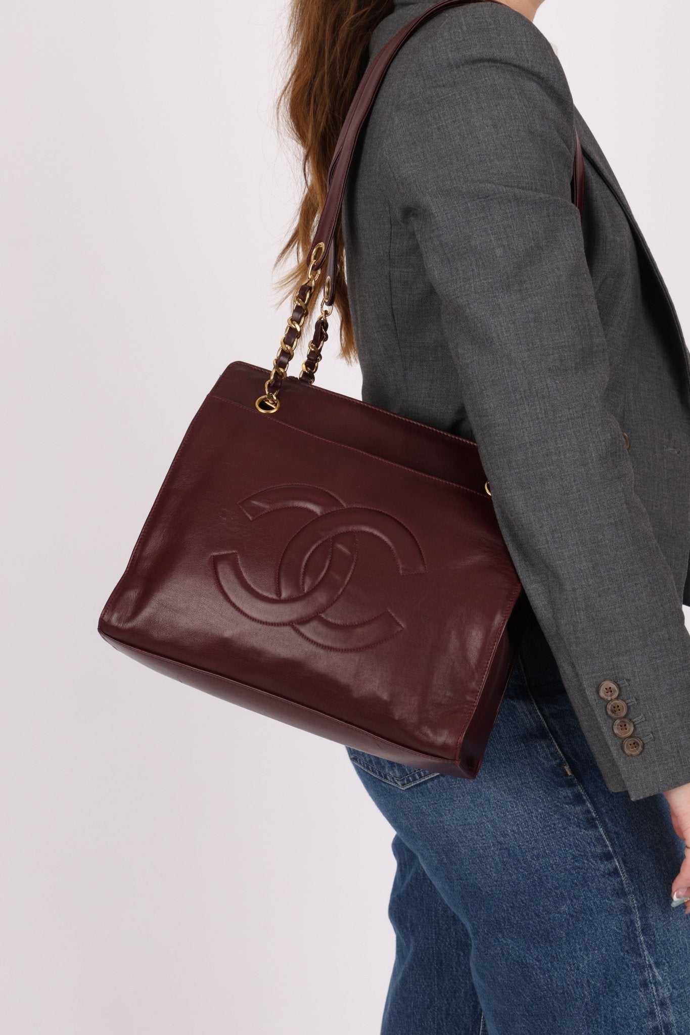 Chanel 1994 Bordeaux Timeless Zip Shopping Tote - FashioNica