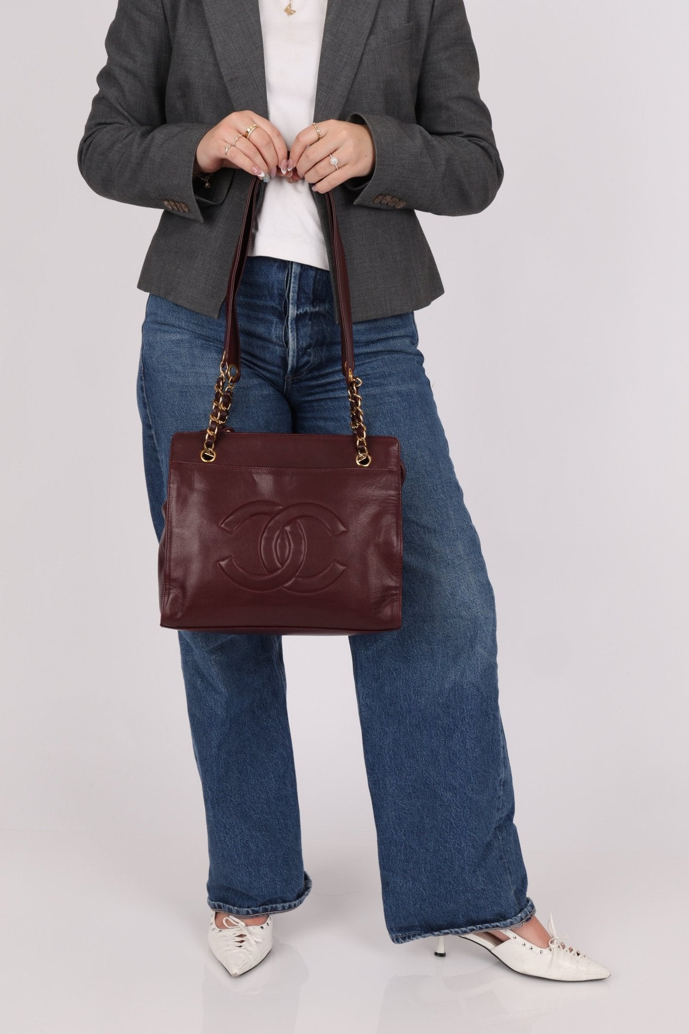 Chanel 1994 Bordeaux Timeless Zip Shopping Tote - FashioNica