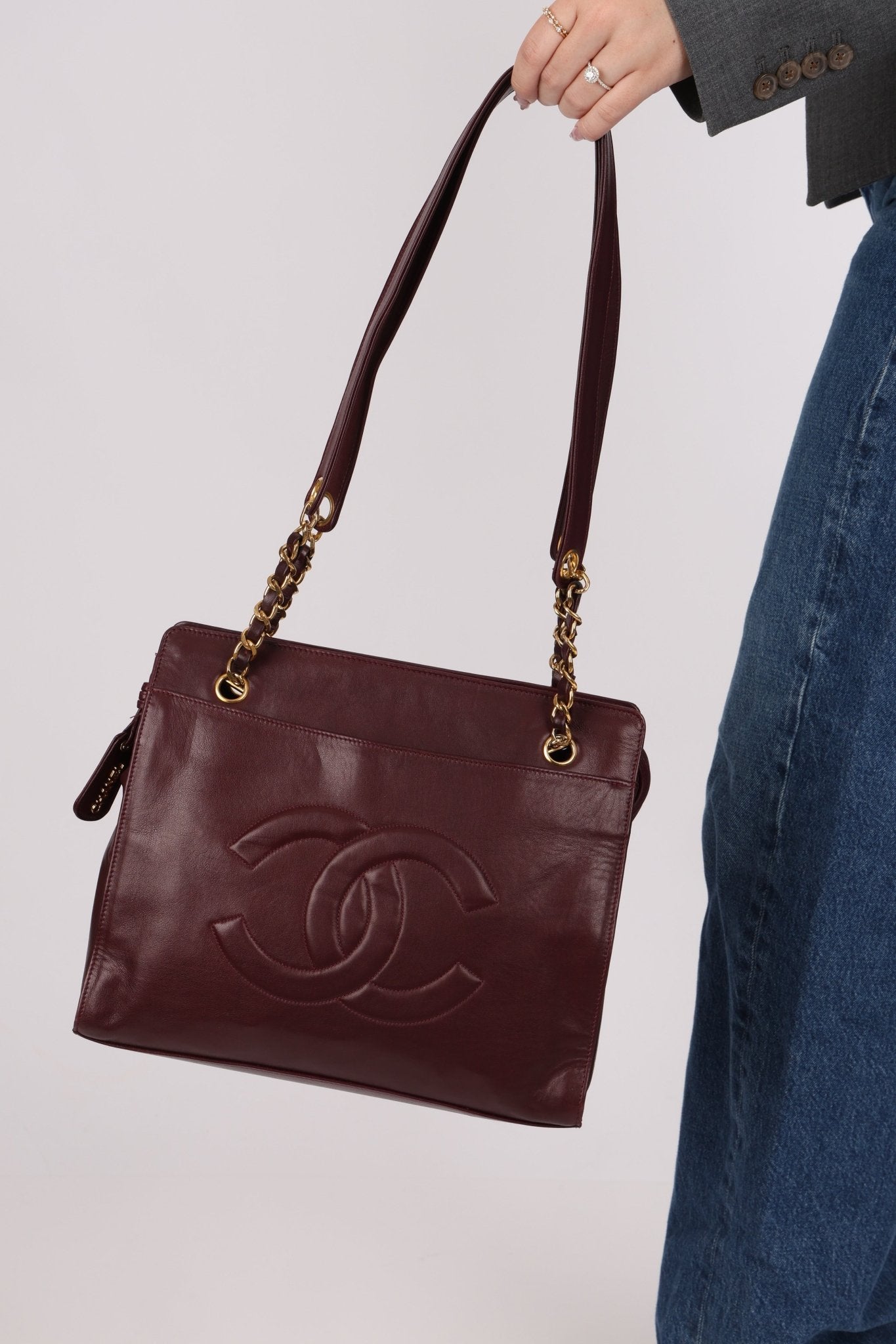 Chanel 1994 Bordeaux Timeless Zip Shopping Tote - FashioNica