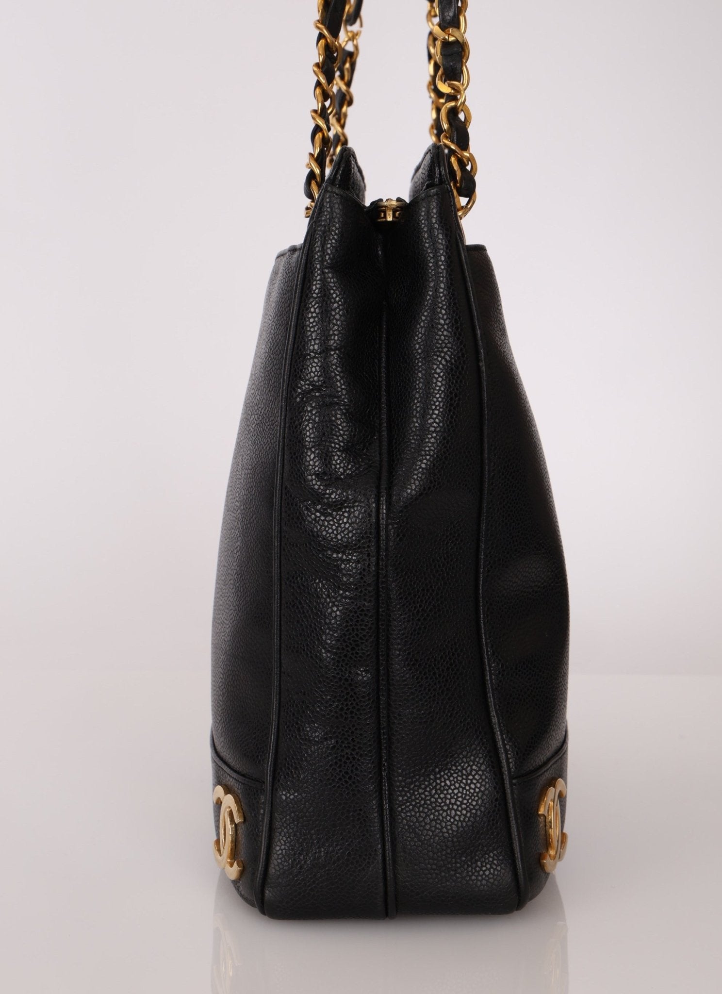 Chanel 1994 Caviar Triple CC Logo Tote - FashioNica