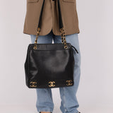 Chanel 1994 Caviar Triple CC Logo Tote - FashioNica