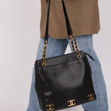 Chanel 1994 Caviar Triple CC Logo Tote - FashioNica