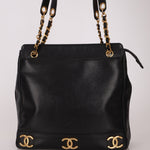 Chanel 1994 Caviar Triple CC Logo Tote - FashioNica