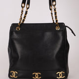 Chanel 1994 Caviar Triple CC Logo Tote - FashioNica