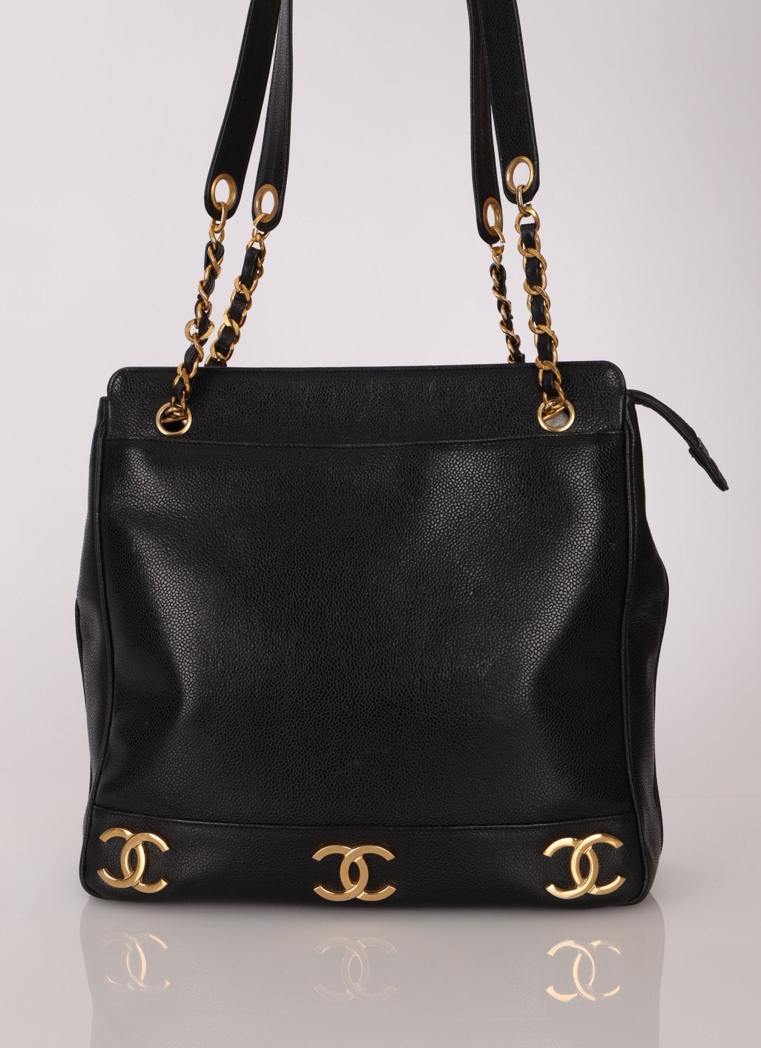 Chanel 1994 Caviar Triple CC Logo Tote - FashioNica