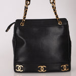 Chanel 1994 Caviar Triple CC Logo Tote - FashioNica