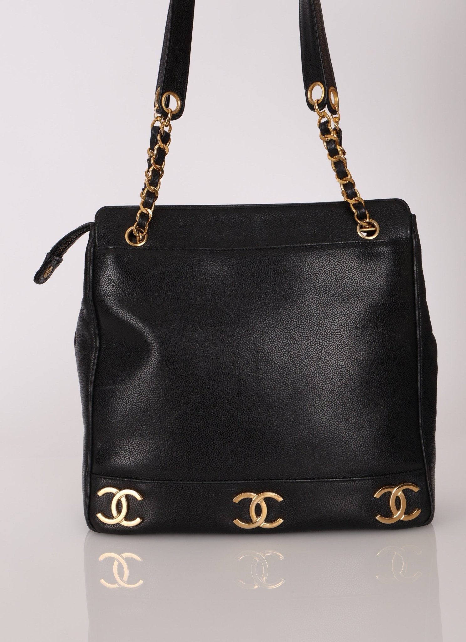 Chanel 1994 Caviar Triple CC Logo Tote - FashioNica