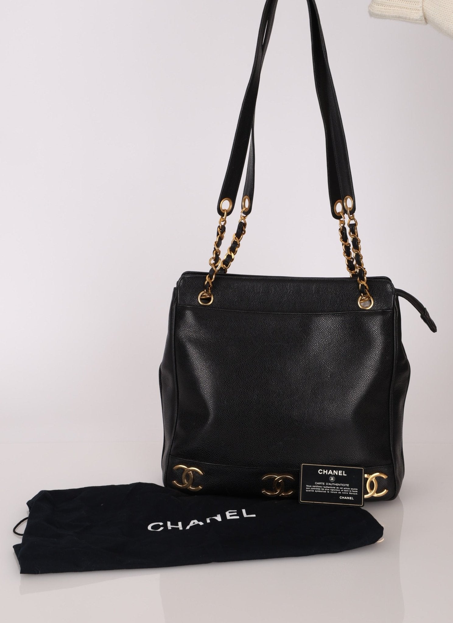 Chanel 1994 Caviar Triple CC Logo Tote - FashioNica