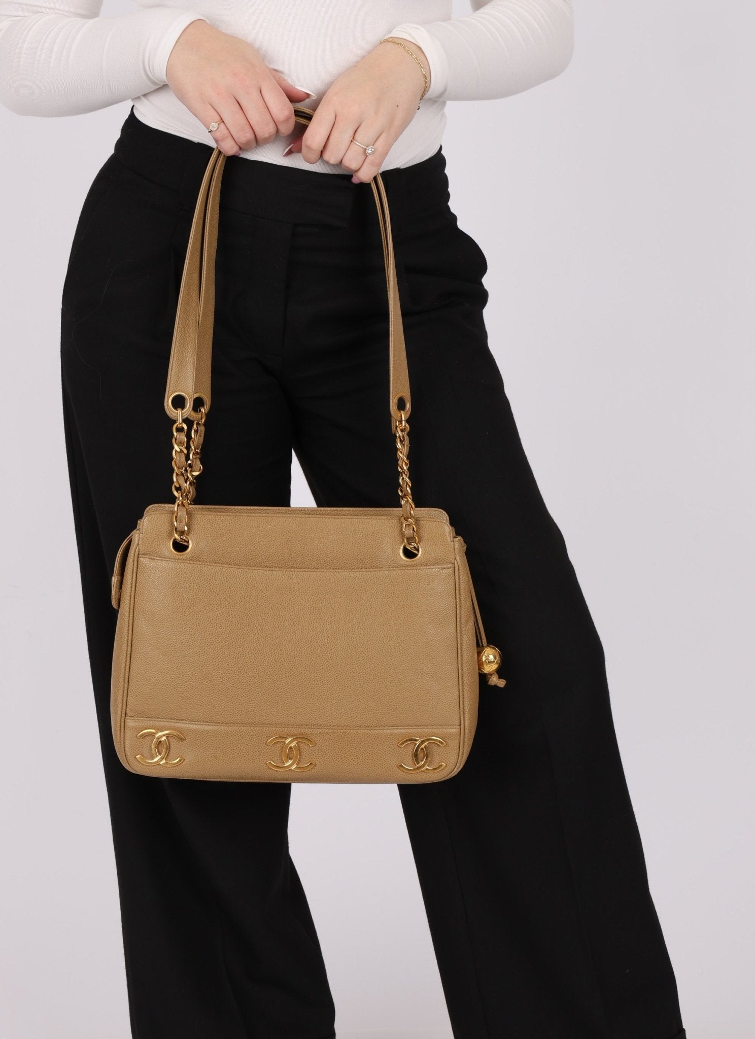 Chanel 1994 Caviar Triple CC Tote Bag - FashioNica