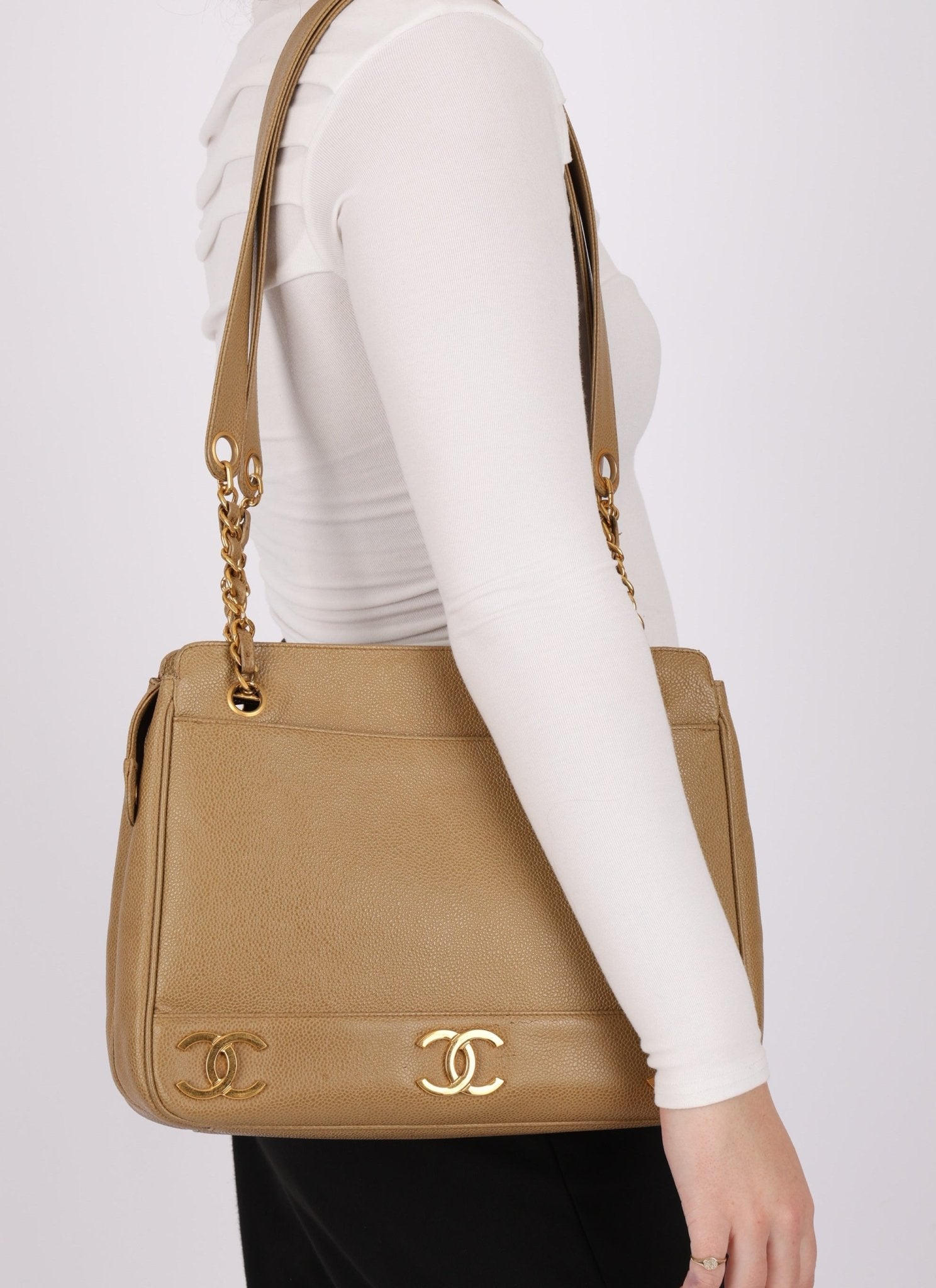 Chanel 1994 Caviar Triple CC Tote Bag - FashioNica