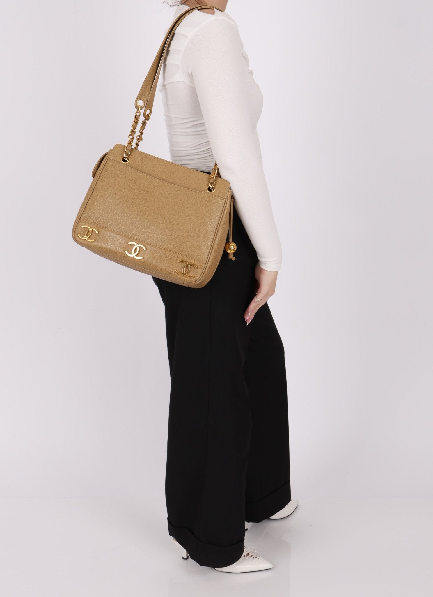 Chanel 1994 Caviar Triple CC Tote Bag - FashioNica