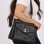 Chanel 1994 Caviar Turnlock Pocket Tote - FashioNica
