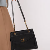 Chanel 1994 Caviar Turnlock Pocket Tote 24K GP - FashioNica