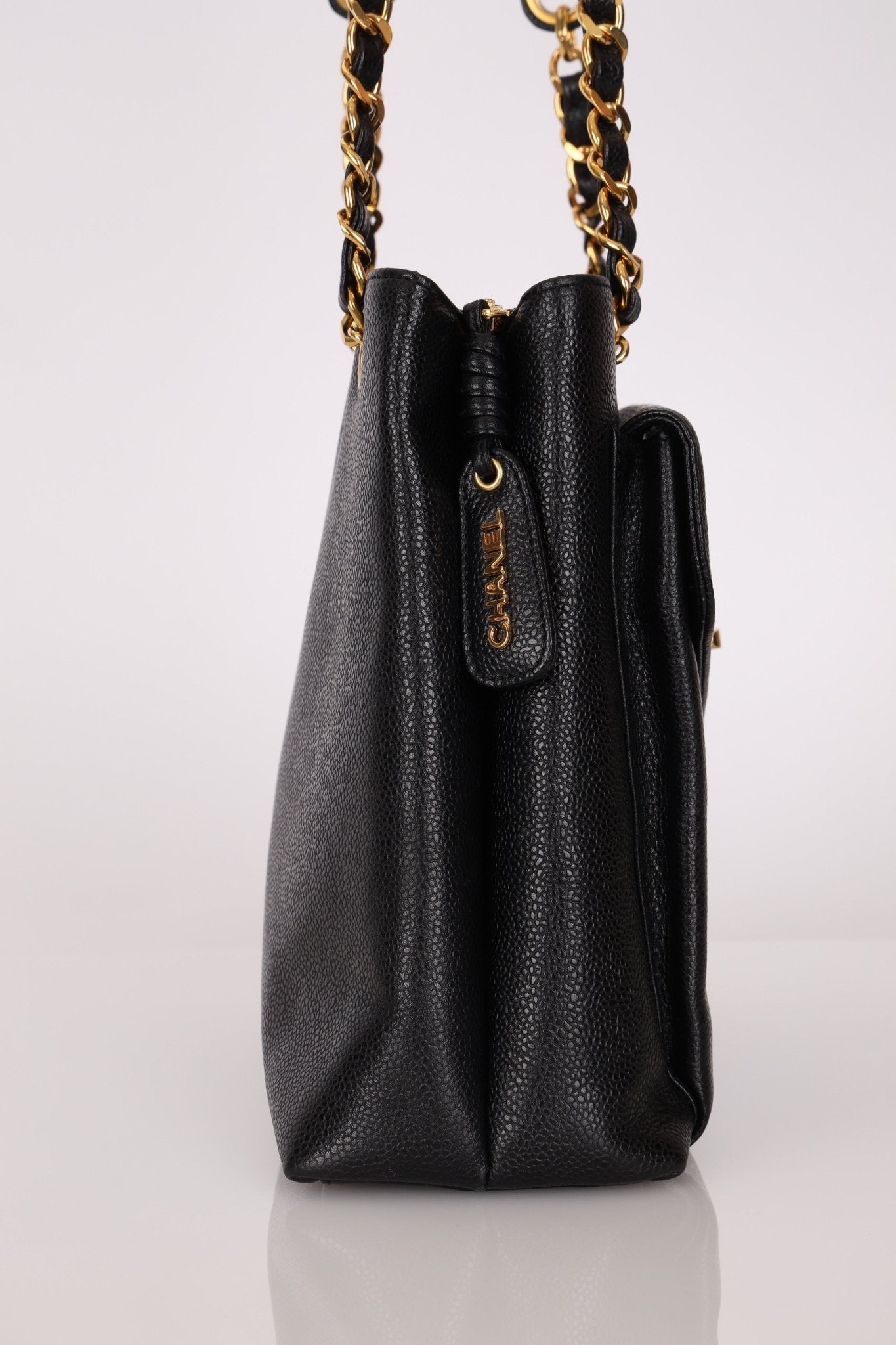 Chanel 1994 Caviar Turnlock Pocket Tote 24K GP - FashioNica