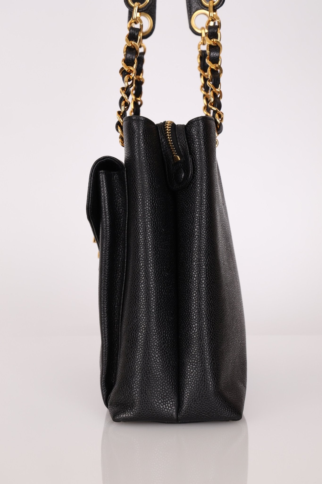 Chanel 1994 Caviar Turnlock Pocket Tote 24K GP - FashioNica