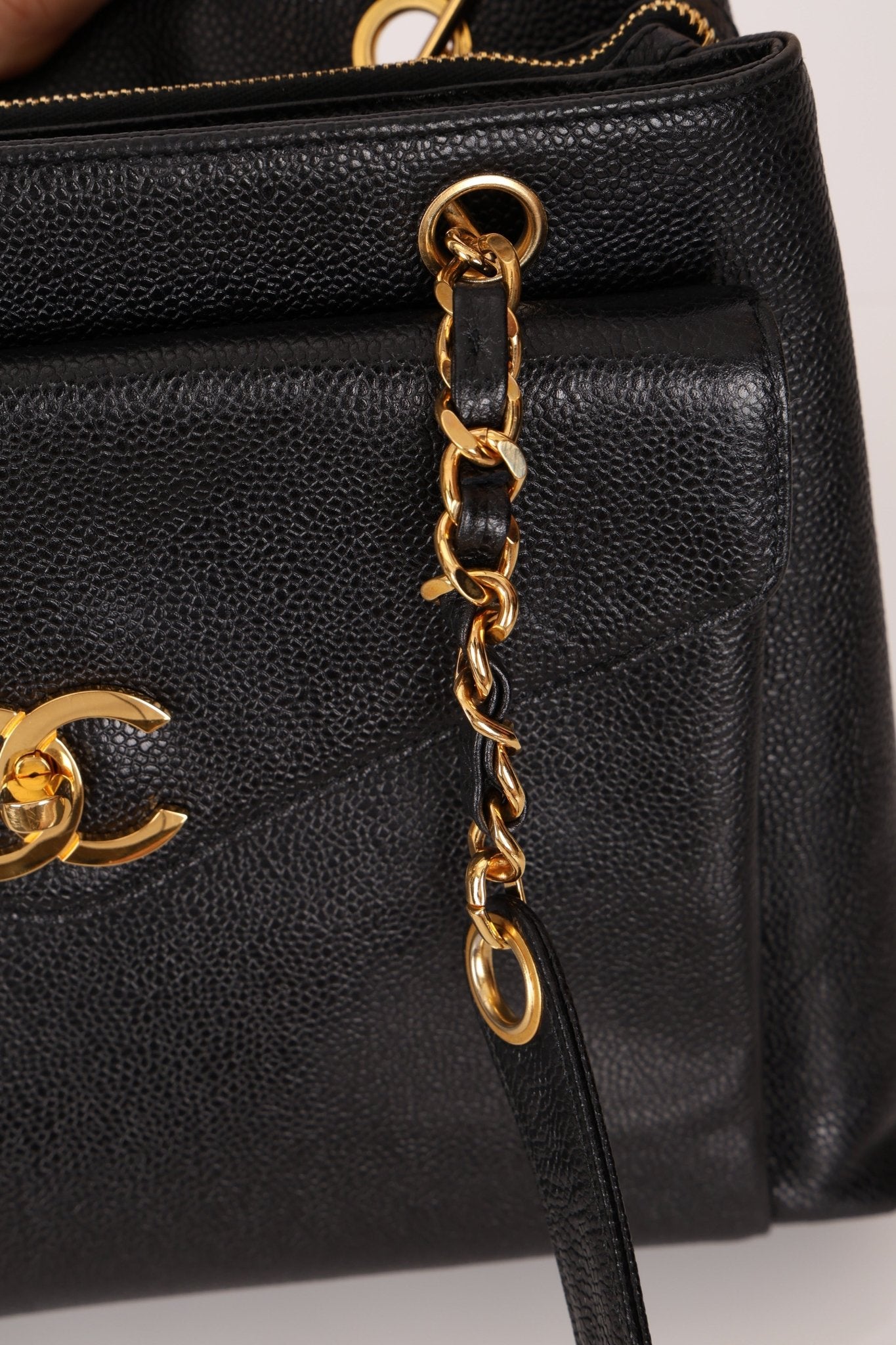 Chanel 1994 Caviar Turnlock Pocket Tote 24K GP - FashioNica
